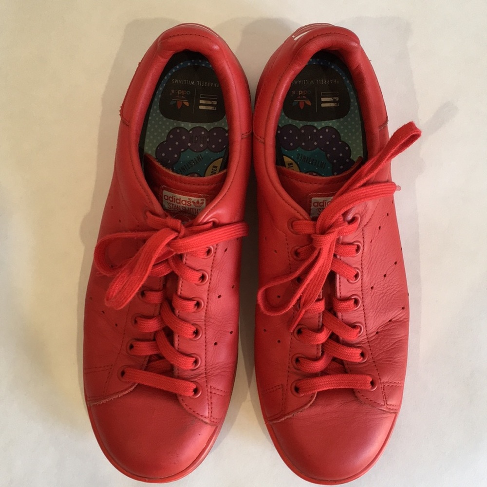 Adidas Stan Smith red tennis shoes Pharrell W.